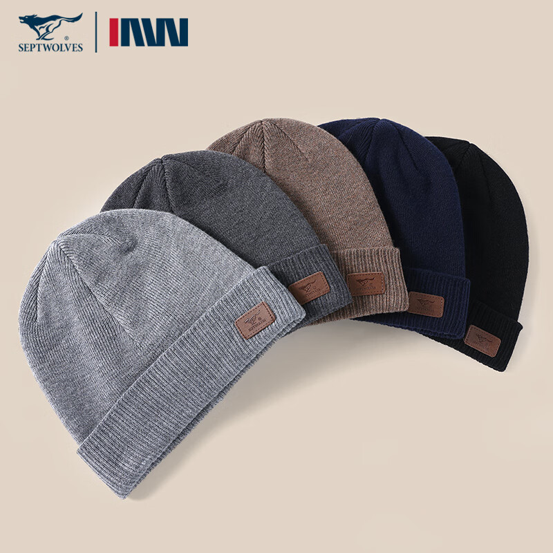 SEPTWOLVES Men's Winter Wool Blend Knit Beanie Warm Windproof Hat Autumn Winter Christmas Gift