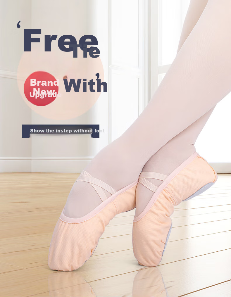 Aiwuge Dance Shoes for Girls, Children's Slip-On Professional Soft-Soled Shoes, Ballet Performance Practice Shoes, Flesh Color - Slip-On Size 27 1
