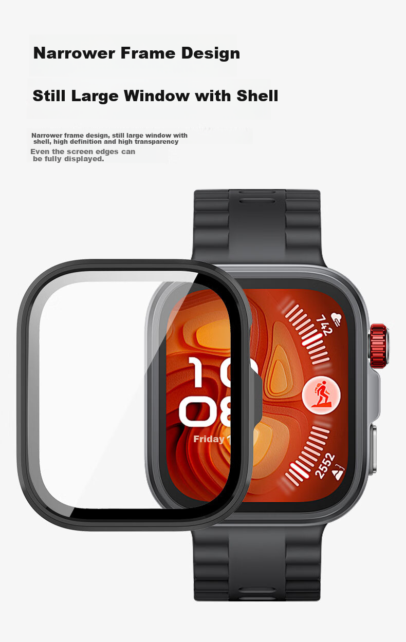 KMaxAI Protective Film And Hard Case for Huawei Watch Fit4 Pro, Full Coverage Screen Protector with Anti-Scratch, Anti-Fingerprint Tempered Glass Film, Matte Pink 9