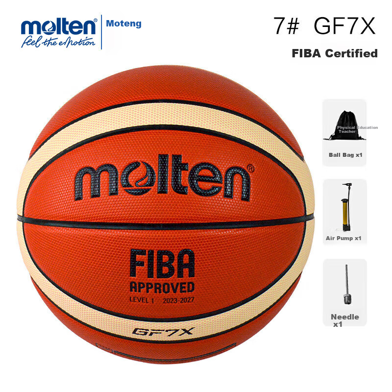 Molten Basketball GF7X Adult Size 7, International Basketball Federation (FIBA) Approved BGF7X Indoor PU Basketball for Competition, Training, And Professional Use