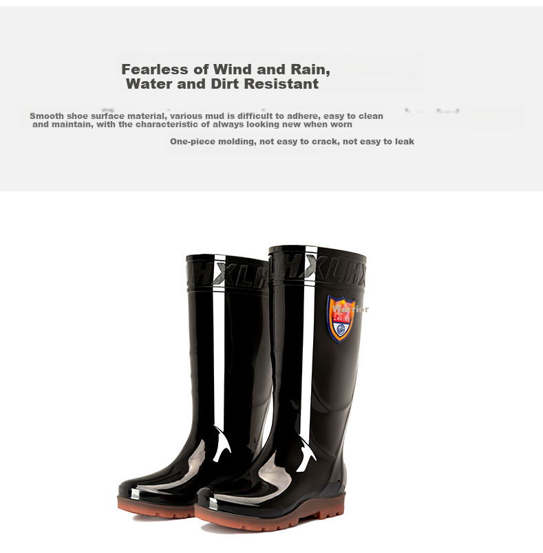 Huili Men's Stylish Rain Boots, Outdoor Waterproof Non-Slip Wear-Resistant HL868 Tall Black Boots Size 39 5