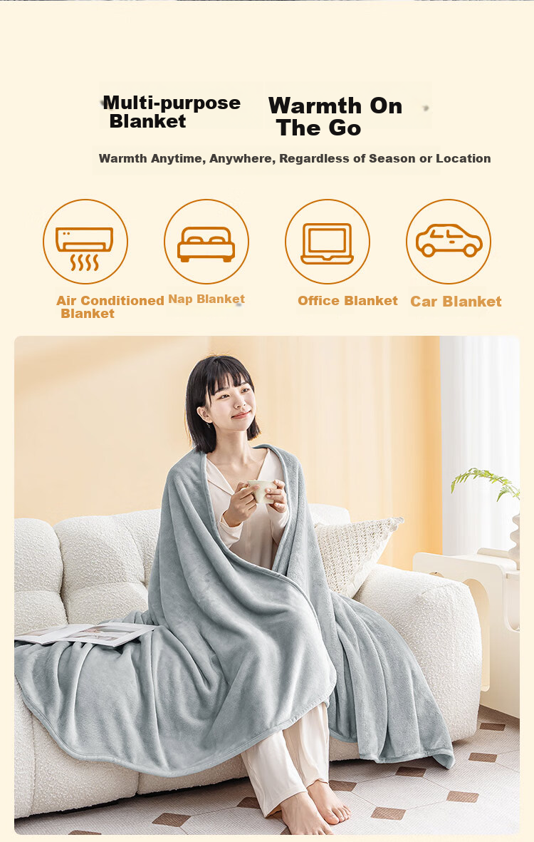 JD Original Cat Snuggle Blanket, Flannel Cat-Feel Class A Quilt, Summer Nap Air Conditioning Blanket, Sofa Throw, Xiao Hui Hui, 1x1.4m 10