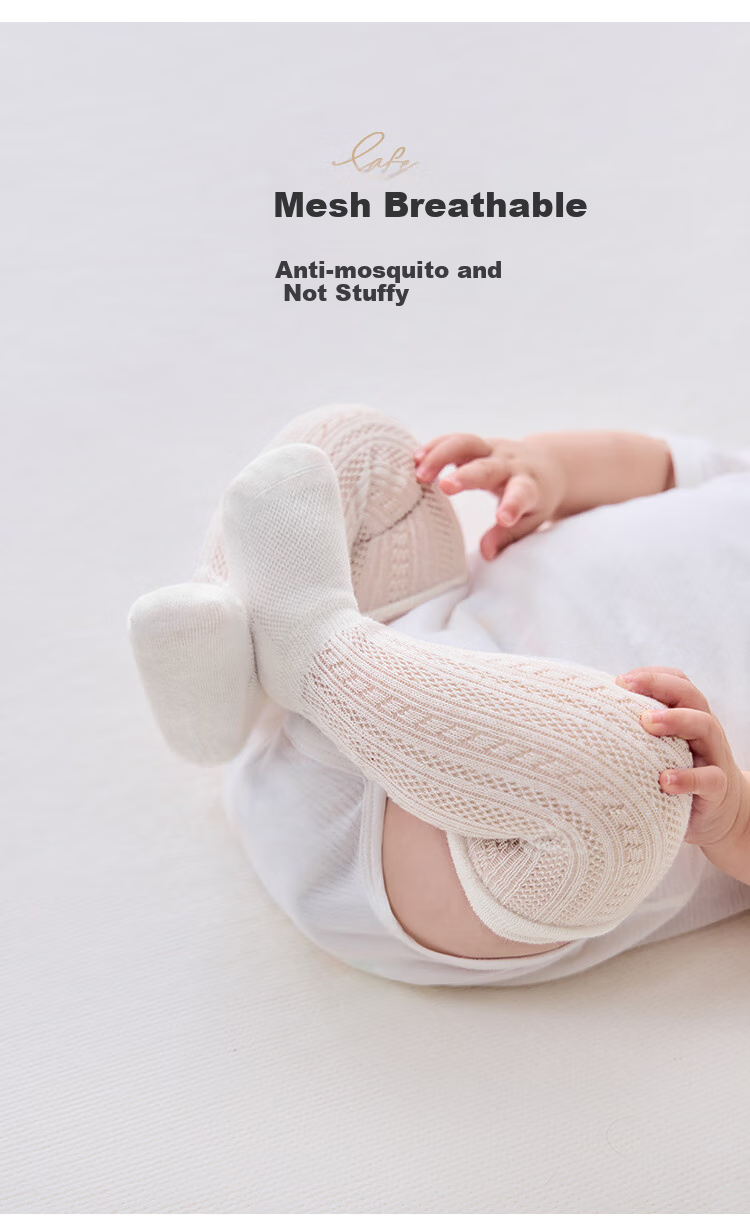 Babylove Baby Knee-High Socks for Summer, 0-3 Years Old, Breathable Mesh Thin Anti-Mosquito Socks That Don't Tighten Legs, 2 Pairs Per Pack 1