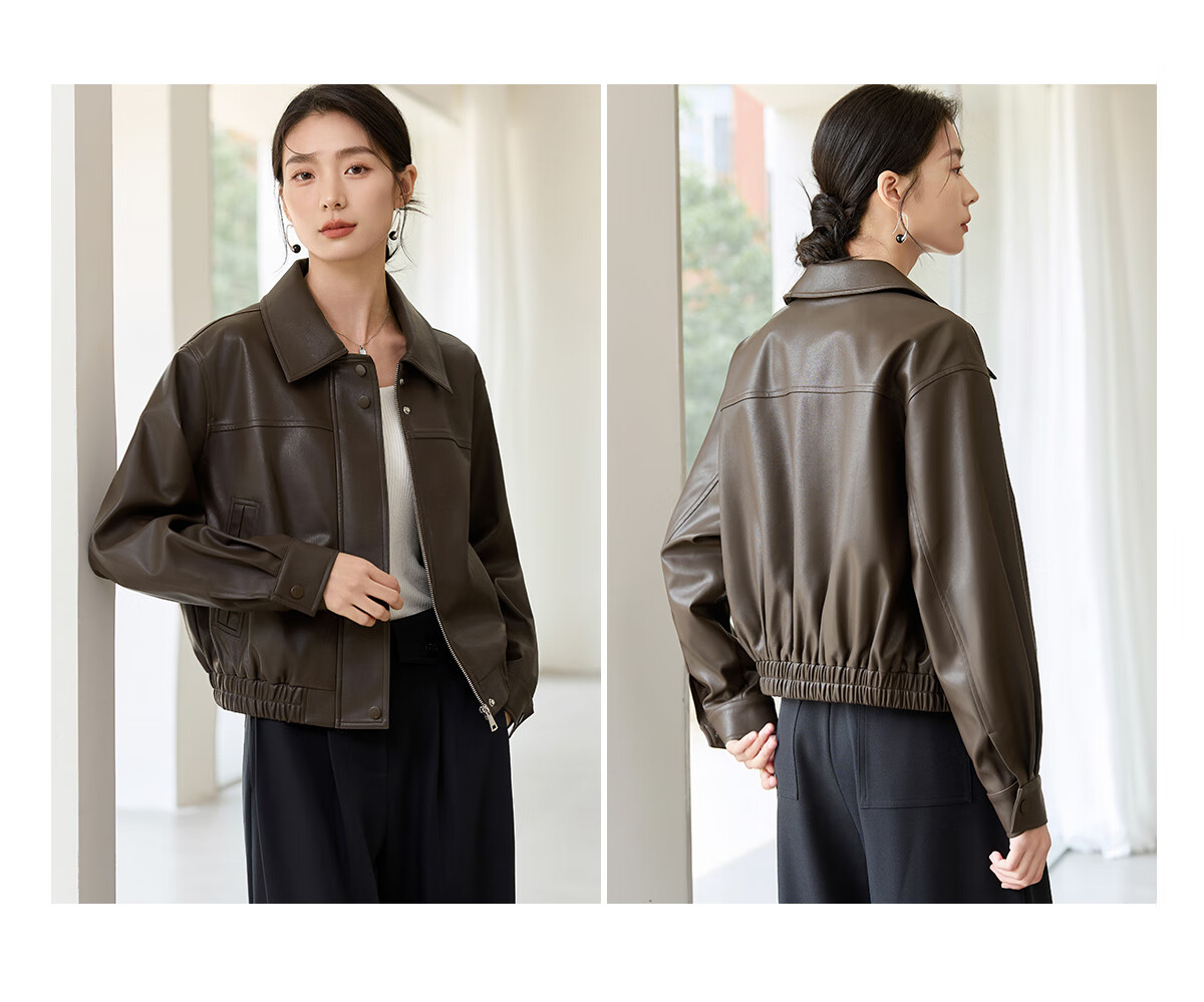 Chushen Melard Women's Short Jacket American Retro PU Leather Jacket S51D005 10