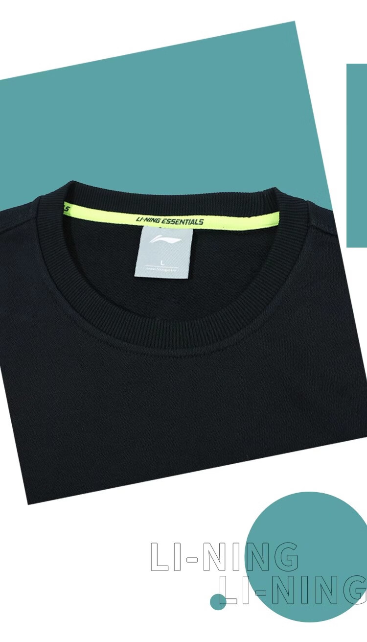 LI-NING Men's Sports Sweatshirt Crew Neck Loose Fit Long Sleeve Comfortable Simple Fashionable Versatile Sportswear 4