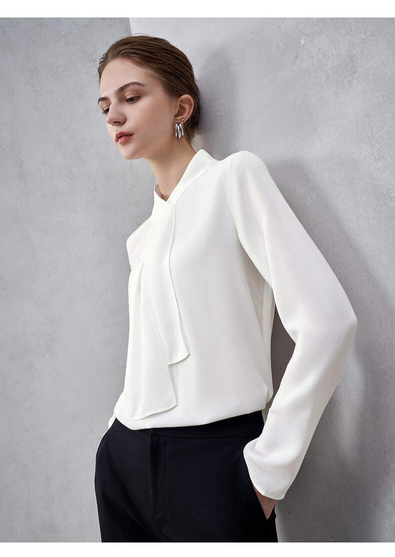 G2000 Textured Ribbon Design Women's 2025 Autumn Winter Comfortable Long Sleeve Casual Shirt Mall Same Style 3