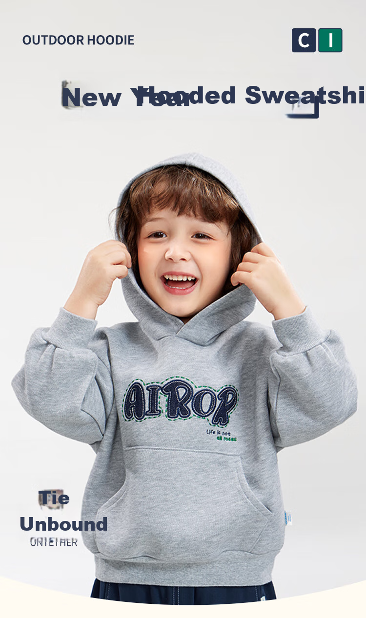 Ciciibear Boys' Hooded Sweatshirt, 2024 New Style, Children's Casual Autumn Wear, Baby Loose-Fitting Pullover for Fall And Winter, Trendy 1