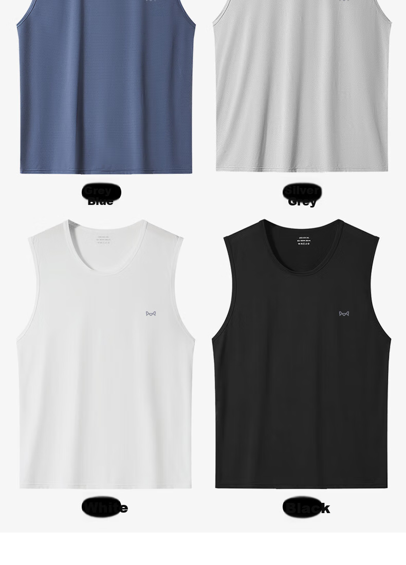 MiiOW 2-Pack Men's Basic Sleeveless Tank Tops Loose Fit Sports Undershirts Plus Size Crossback Vests 16