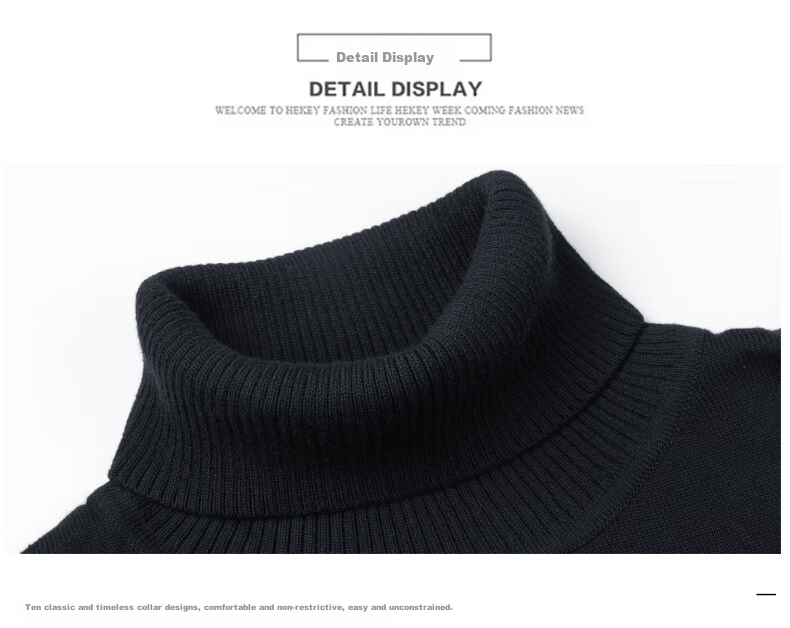 Jeanswest Men's Sweater, Autumn And Winter Fleece-Lined Thick Casual Turtleneck Warm Base Layer, Simple Knit Pullover for Me 21