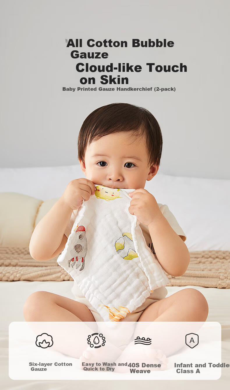 Shiyuejiejing Gauze Square Towel, 6-Layer, 3-Pack, Class A Pure Cotton Drool Bib, Ultra-Soft, Washable, Wanderlust Plan, 30*30 1