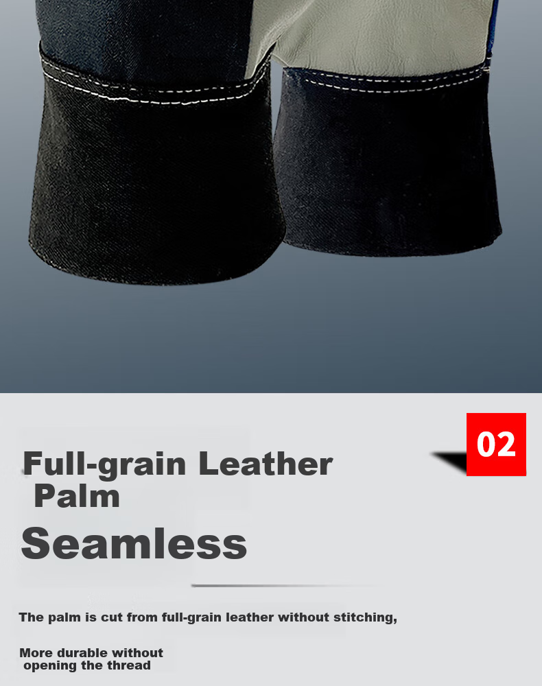 Shengfang Half Leather Welding Gloves, Heat-Resistant Insulated Welding Two-Layer Cowhide Leather Work Gloves for Construction Sites, 5 Pairs 9