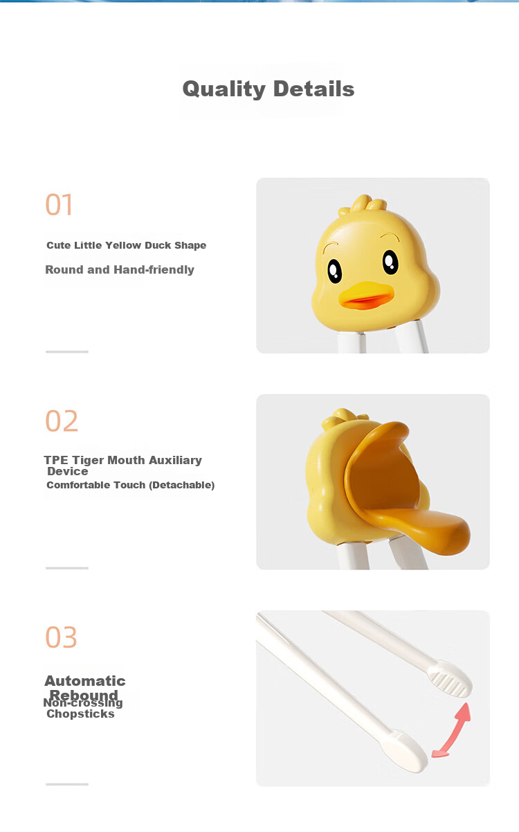 Baoshi Children's Chopsticks Training Chopsticks for Ages 3-6, Baby Learning Chopsticks, Children's Tableware, Single Chopstick with Tiger Mouth Finger Ring, 2-In Use 8