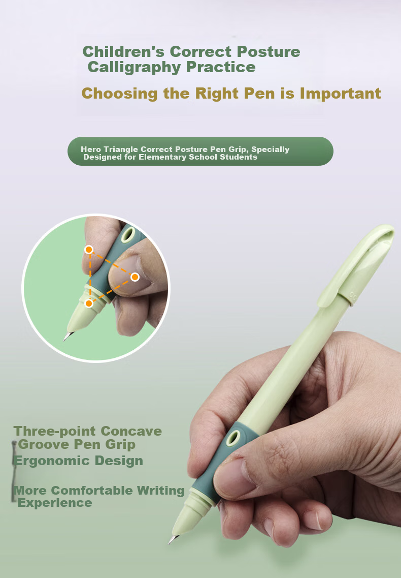 HERO Fountain Pen P200 Ergonomic Fountain Pen with Replaceable Ink Cartridges for Third Grade Elementary School Students (20 Free Ink Cartridges Included), Pink *3 1