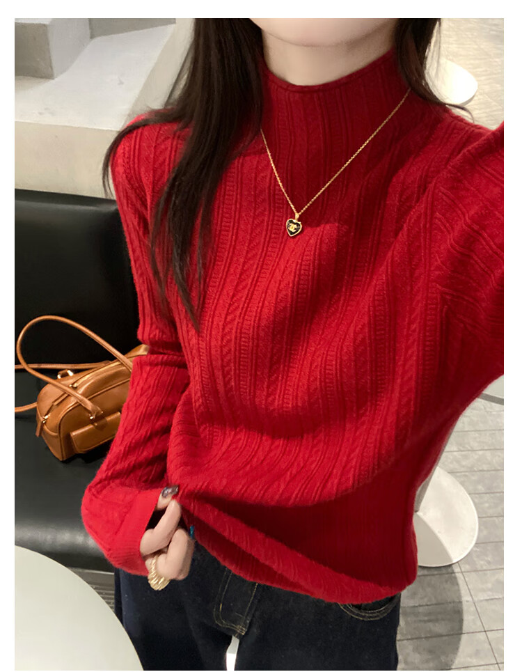 YUZHAOLIN Apricot Half Turtleneck Base Shirt Women's Little Chanel Style Inner Wear 2025 Autumn Winter New Sweater Knit Top 30