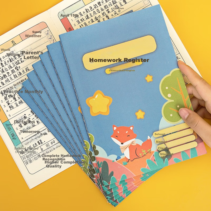 Faramon 10-Pack Homework Record Books for Primary School Students in Grades 1-3, Cute Cartoon Design, for Home-School Communication And Classroom Notes - Girls' Version (10-Pack)