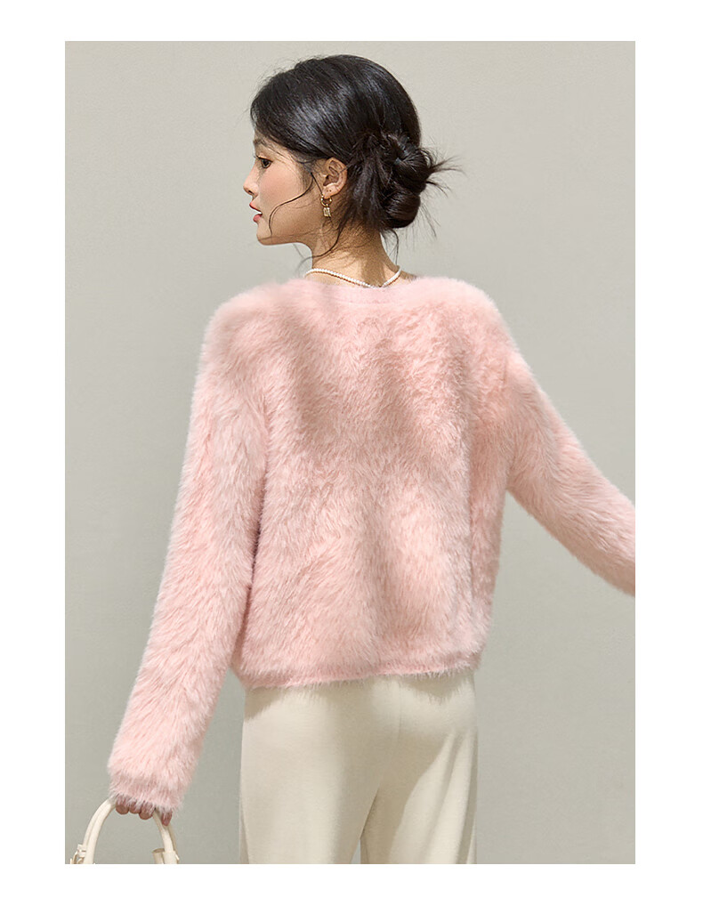 :CHOCOOLATE IT Bow Knit Sweater Women's Spring Autumn New Design Chanel Style Cardigan Pink One Size 7
