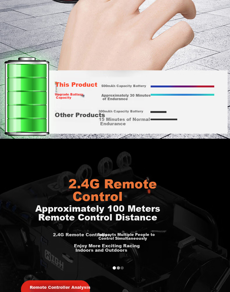 Kuangyeqishi Children's Remote Control Off-Road Electric Racing Car with Sound And Light Effects, Spray Function, Birthday Gift for Boys Aged 3-6 10