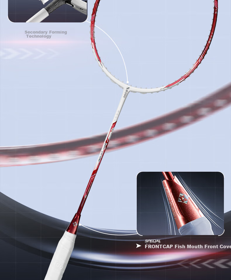 KUMPOO Badminton Racket, Full Carbon Fiber, 6U Ultra-Light, Smoky Wind Training, Offensive Single Racket, Steel Rose-Silver (Pre-Strung) 11