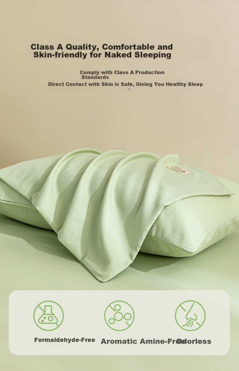 Hengyuanxiang Class A Antibacterial Pure Cotton Pillowcase, 100% Cotton Pillow Cover, 48x74cm, Set of Two, Apple Gree 6