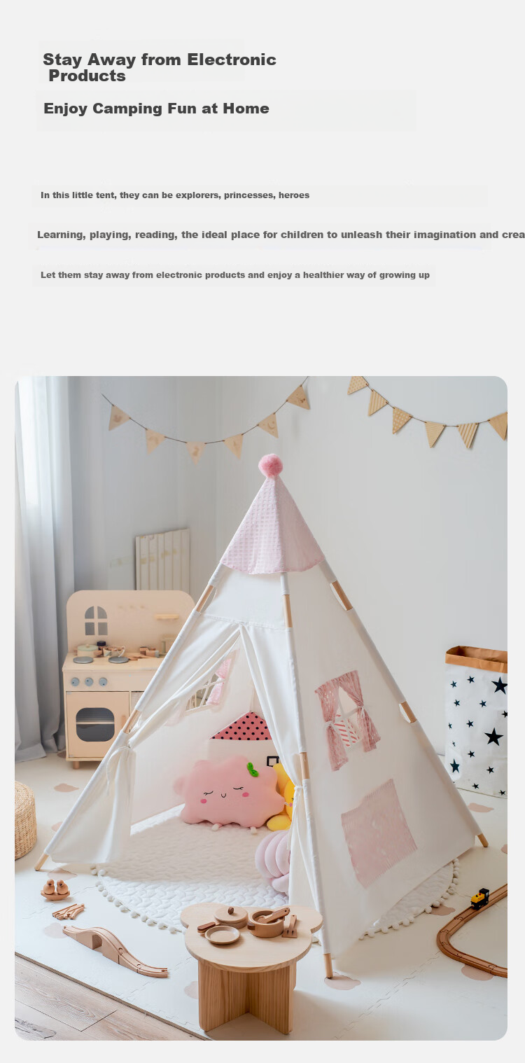 Little Dove Children's Tent Indoor Playhouse / Boys And Girls Indian Toy Gift Little Bear Hat (Pad Not Included) 8