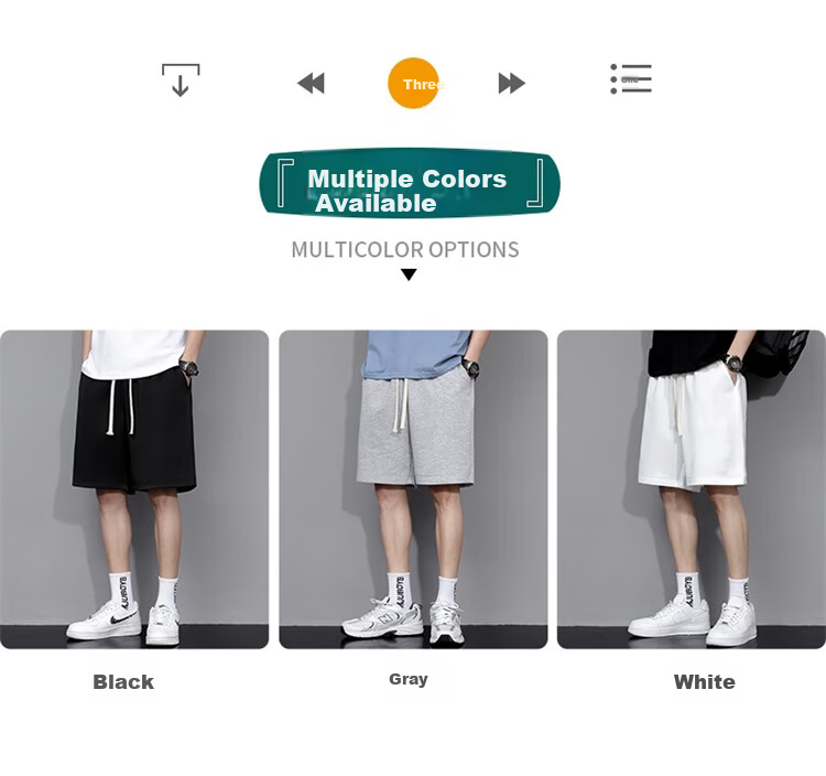 Mianzhi Men's Shorts, Summer Korean Style Trendy Loose Casual Five-Point Pants, Sports Pants Versatile Beach Shorts, Gray, XL 3