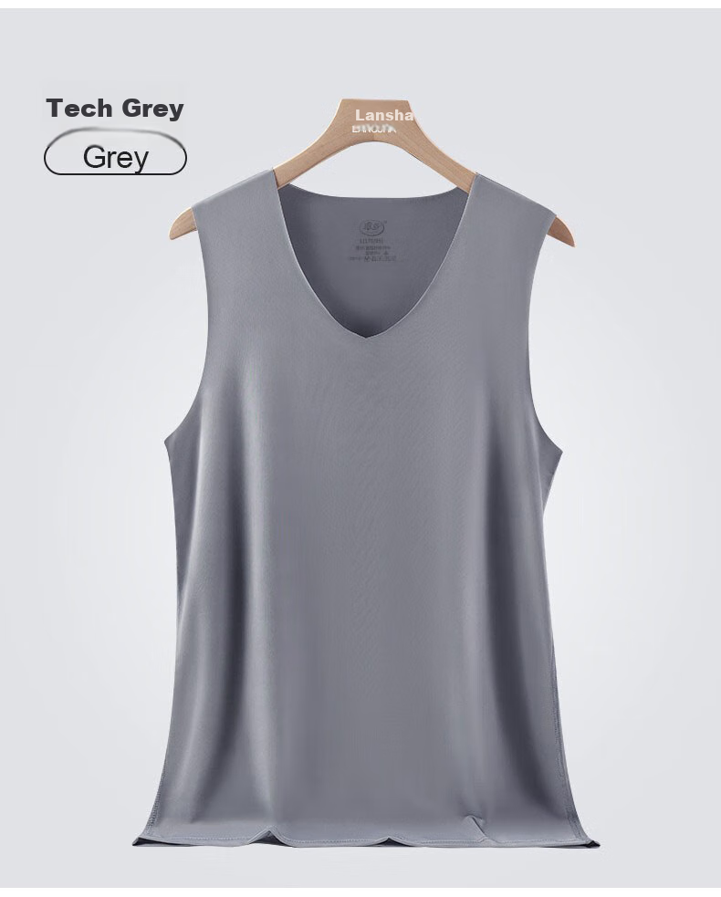 LangSha Men's Tank Top, Summer Ice Silk Thin Style, 7A Grade Antibacterial Seamless Sports Casual Undershirt, 3-Piece Set 17