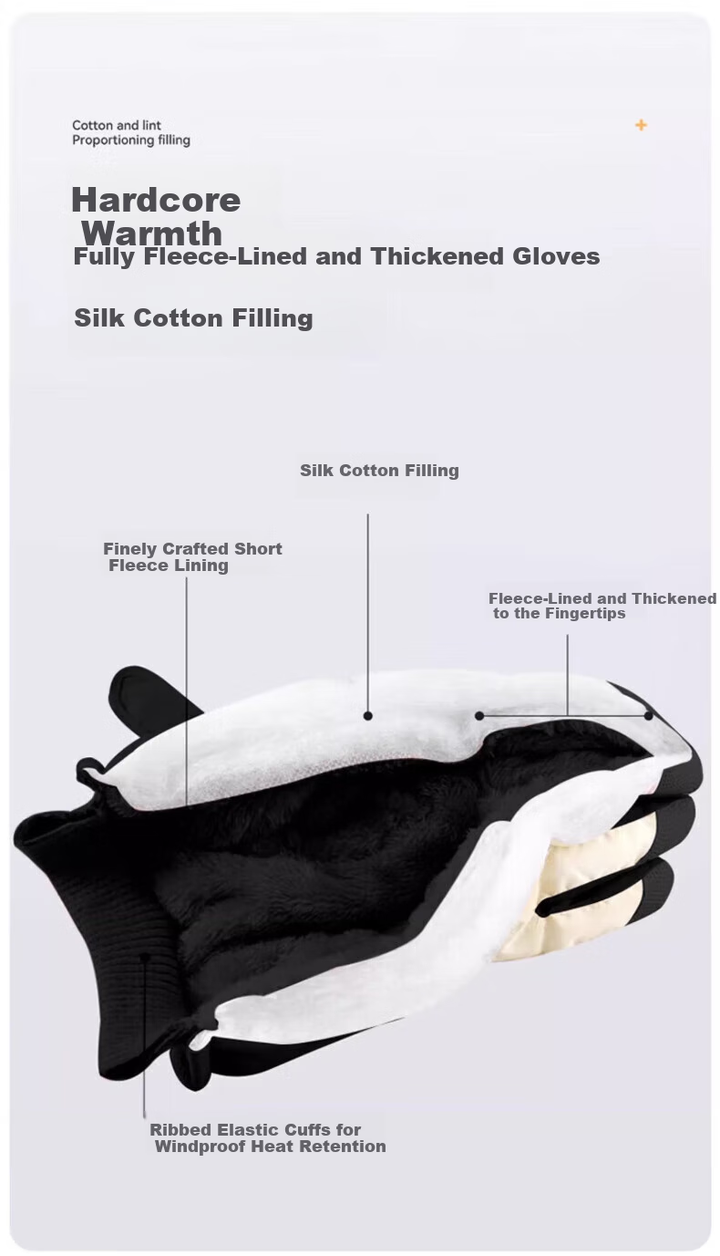 Huili Ski Gloves for Men And Women, Winter Fleece-Lined Thick Warm Windproof Water-Resistant Touchscreen Electric Bike Storage Gloves 8