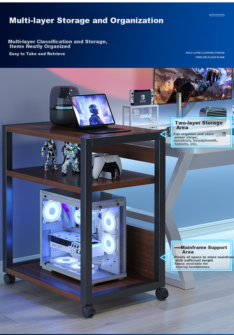 Shanshanmuyi Printer Storage Rack, Floor-Standing Multi-Tier Movable Storage Shelf, Office Organizer Rack, Computer Tower Stand 2