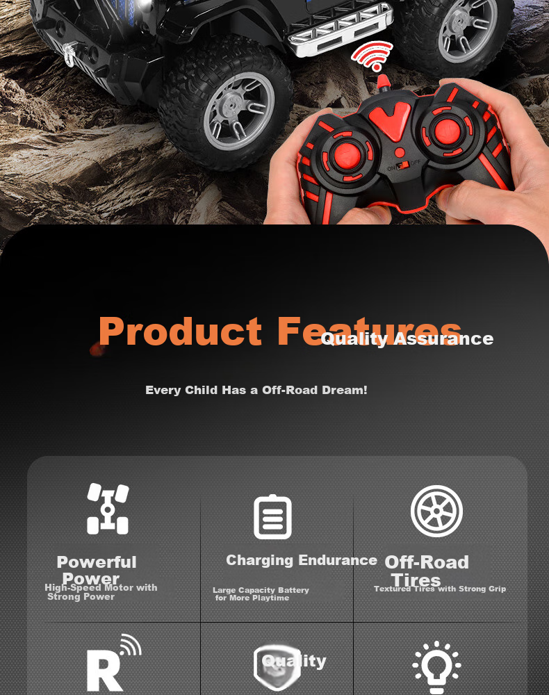 Kuangyeqishi Children's Remote Control Off-Road Electric Racing Car with Sound And Light Effects, Spray Function, Birthday Gift for Boys Aged 3-6 2