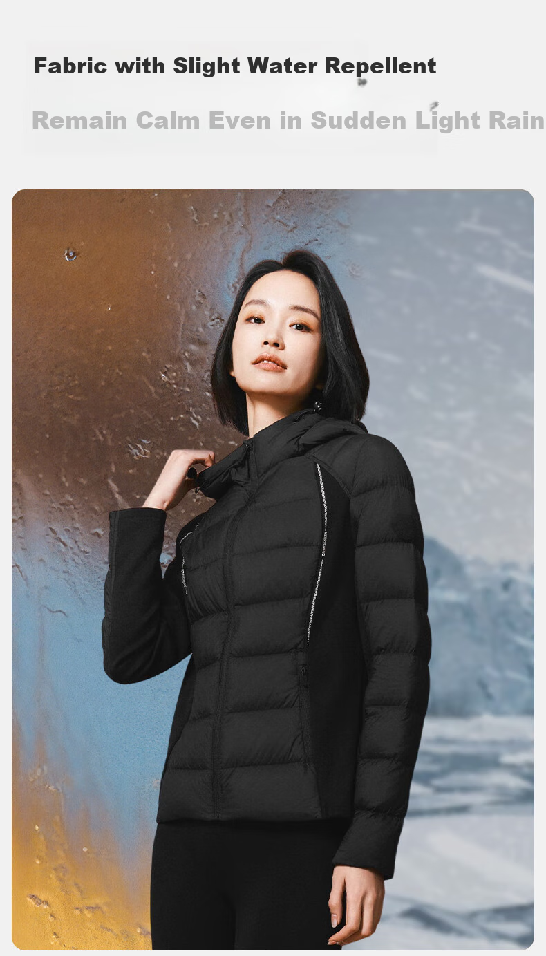 Meilicheng Lightweight down Jacket for Women, Winter Fashion Warm Goose Down Inner Liner Short Thin Coat Top 106, Obsidian Black XS 12