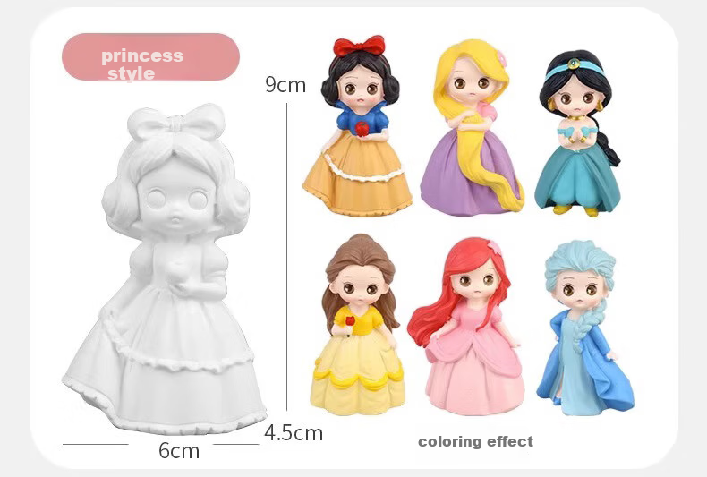 Shangmeibeibei Plaster Doll Coloring Craft DIY Painting Toy for Boys And Girls 3-6 Birthday Gift Princess Series 18