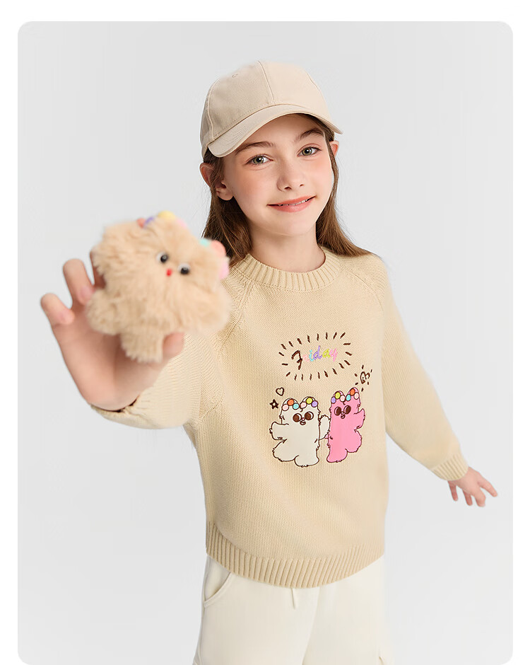Balabala Girls' Knit Sweater Children's Winter Sweater [Naipupu IP Mall Same Style] Sweet Warm Knitwear 19