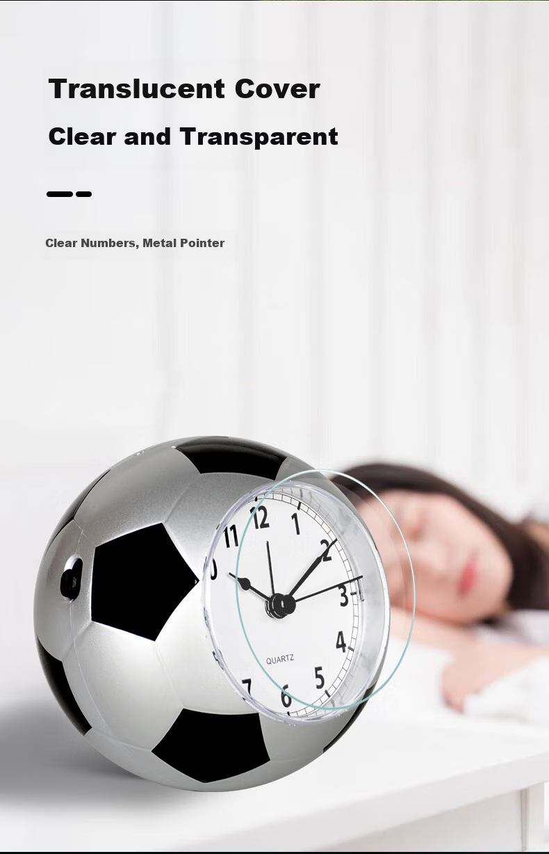 Hense Creative Soccer Alarm Clock, Children's Alarm Watch, Boys' Student-Specific Wake-Up Device, Desktop Clock HA09, Black And White Color 5