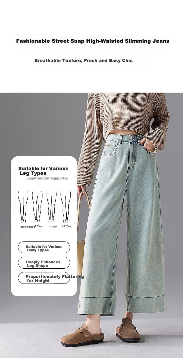 Dme [Vintage Fading Craft] Spring Cotton Soft High-Waisted Wide-Leg Relaxed Fit Women's Jeans for Spring 3