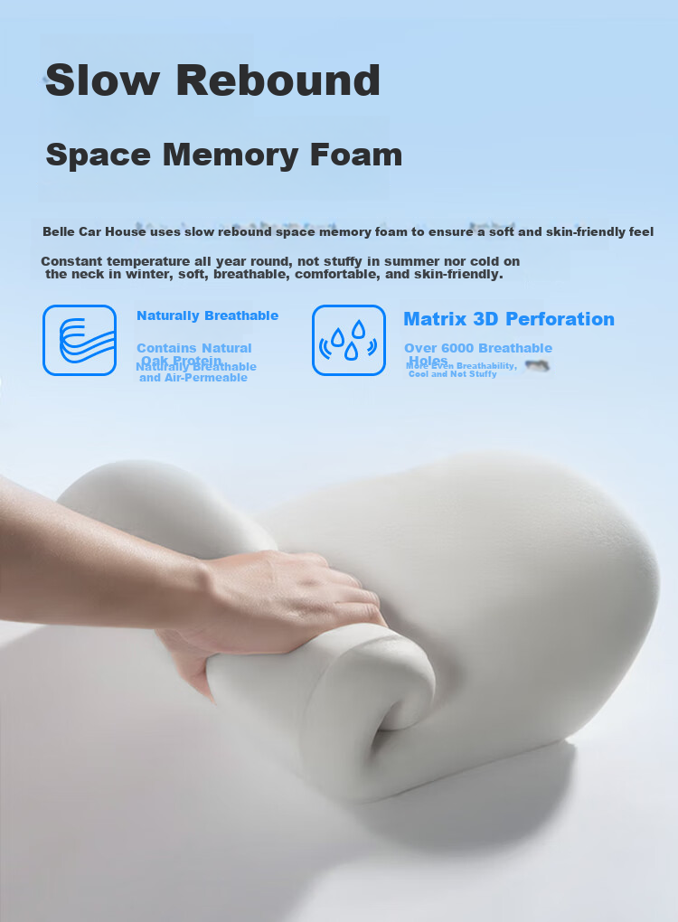 Bailichewu Starship Pro Four-Way Adjustable Car Headrest Neck Pillow, Comfortable Space Memory Foam Car Neck Support Pillow, Orange 8