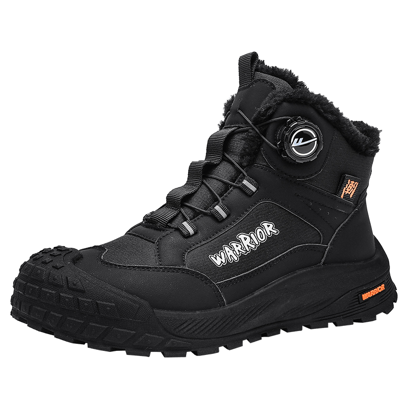 Warrior Men's Snow Boots 2025 Winter New Warm Fleece Thickened Cotton Shoes Black Size 41