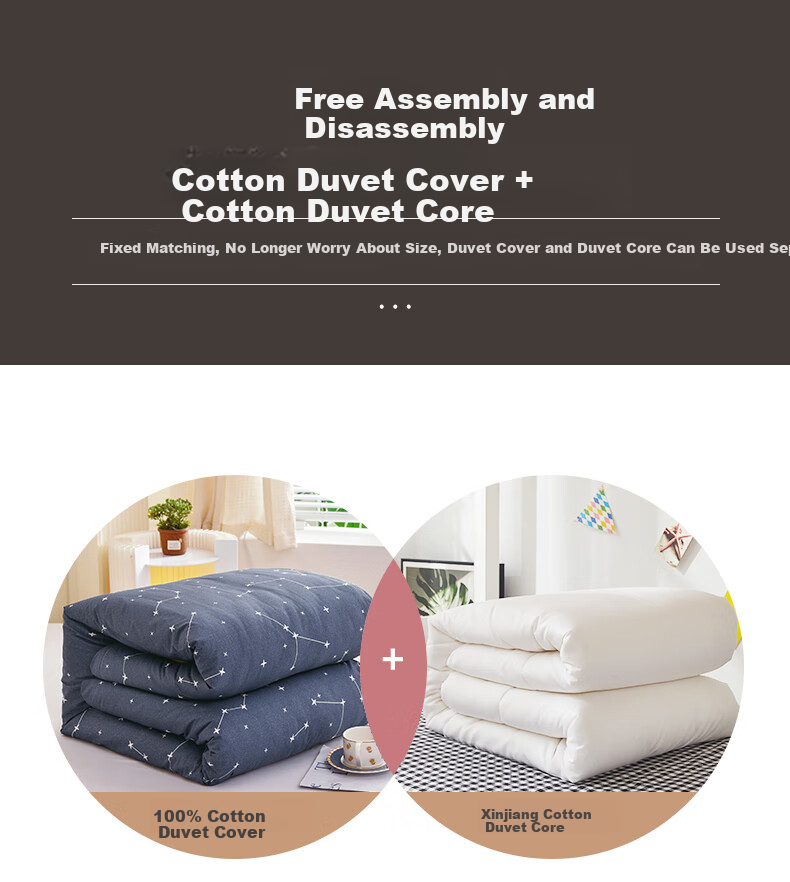 Yunjin Cotton Quilt with Duvet Cover, Pure Xinjiang Cotton Comforter for Single Person, Autumn And Winter Bedding, 6 Jin (3 Kg), 150x200cm, Star Patter 3