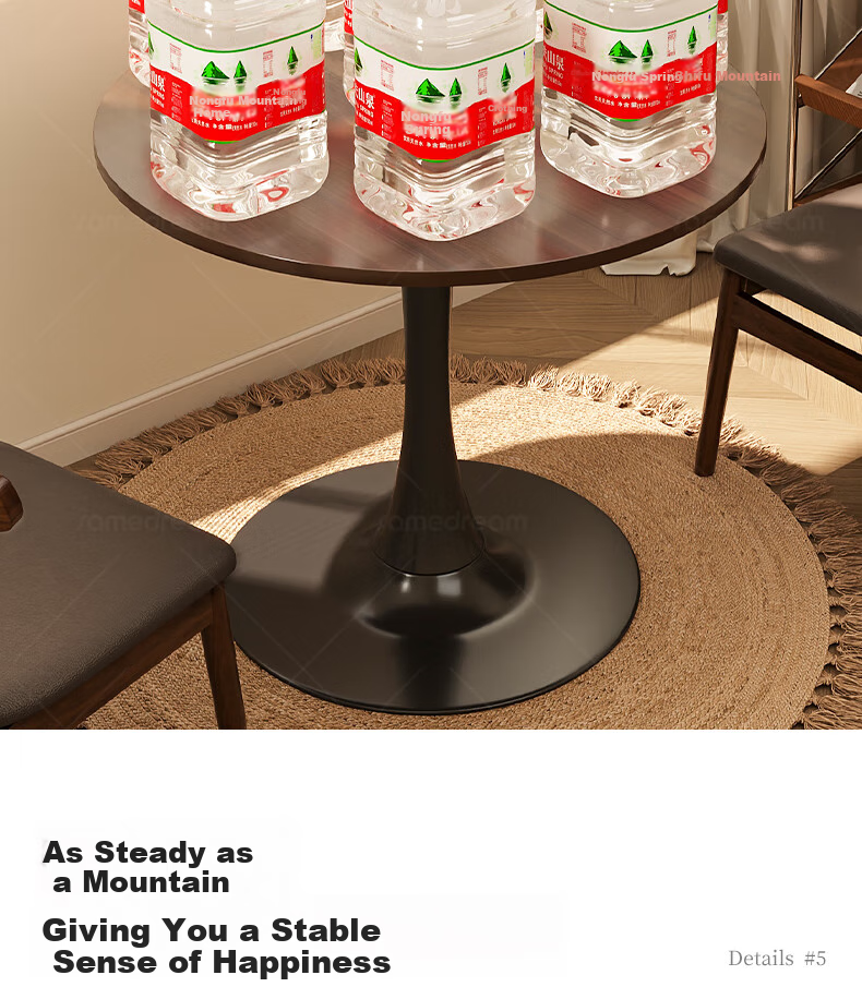 XIAOJIANGCAI Round Dining Table for Home, Small Apartment Restaurant Table, Balcony High-End Table, Tulip Negotiation Table, Walnut, 70*73 13