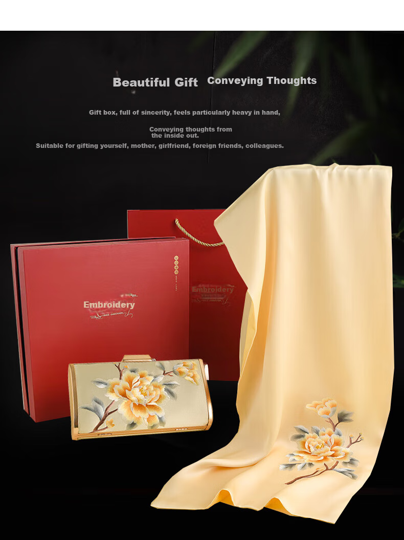 Hangsilu Silk Scarf And Bag Set, Mulberry Silk Women's Shawl, Birthday Gift for Mom Or Teacher on Mid-Autumn Festival 6