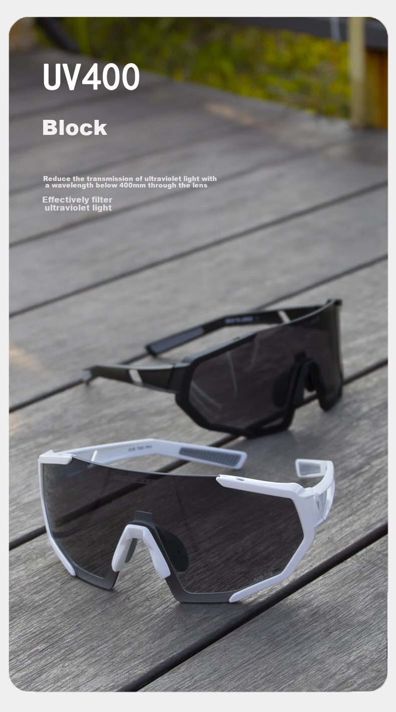 GUB 7000 Cycling Glasses, Photochromic Day And Night Use, for Men And Women, Outdoor Sports Protective Eyewear, Road Bike, Myopia, Windproof And Sand-Proof 7