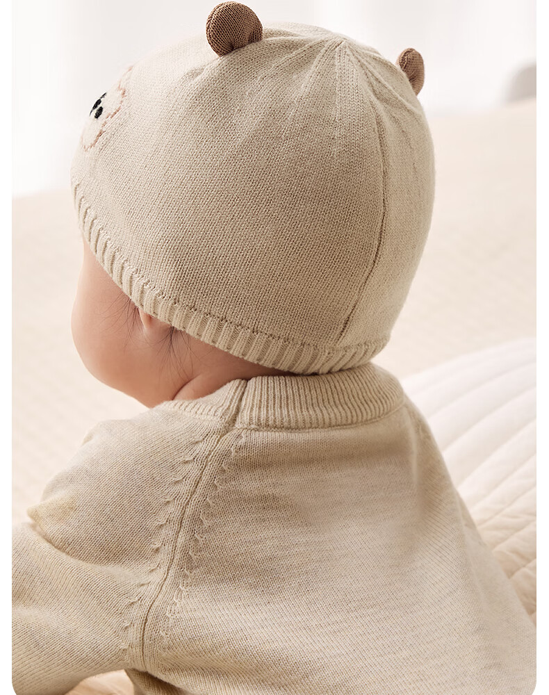 October Crystal Baby Hat Fontanelle Cap Autumn Winter Wool Blend Newborn Infant Cap Unisex 0-3-6 Months 19