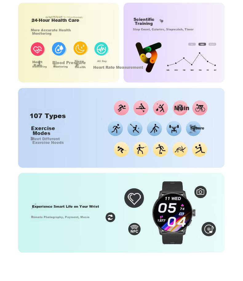 Skechers Smart Heart Rate, Blood Oxygen And Blood Pressure Monitoring, Outdoor Running Waterproof Multifunctional Sports Watch for Middle And High School Students 3