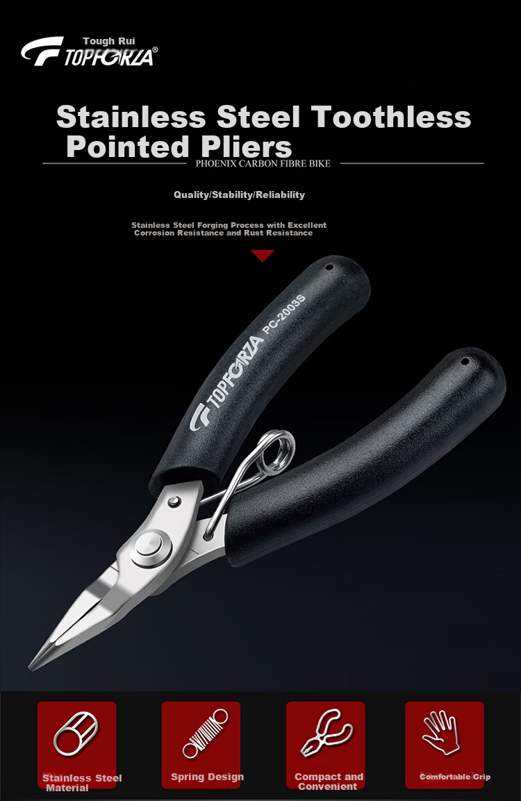 TOPFORZA Needle-Nose Pliers, Small Size, Non-Serrated Wire Cutters, Electrician's Specialized Multi-Functional Mini Wire Cutter, Needle-Nose Pliers PC-2003S 1