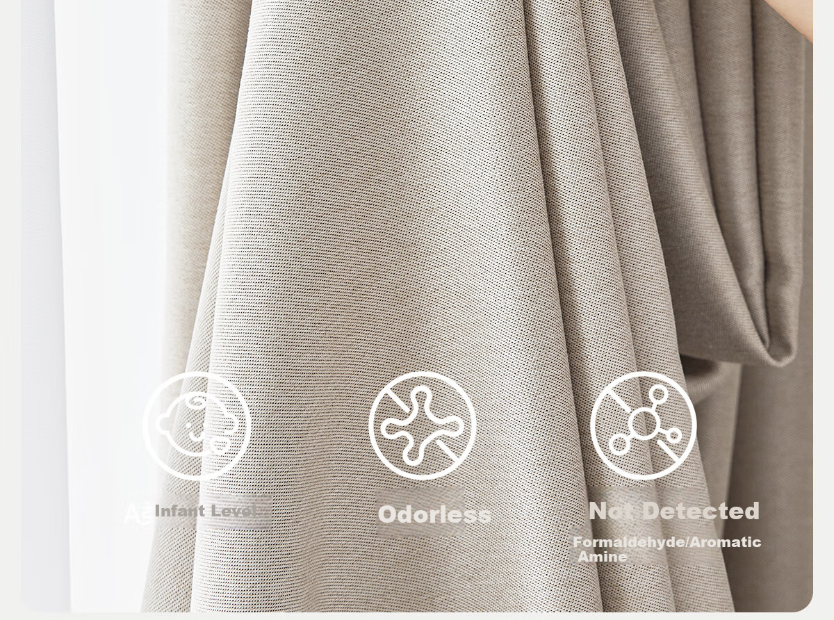 Jinchan Curtain Track Hooks for Bedroom High-End Curtains, Home Blackout Sun Protection, Milk Tea Color, 130*180 8
