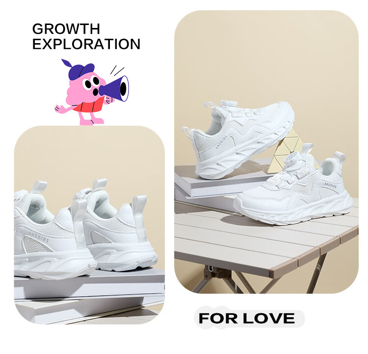 ABC KIDS Children's Sports Shoes Boys and Girls Outdoor Spring and Autumn White Breathable Running Shoes Size 30 4
