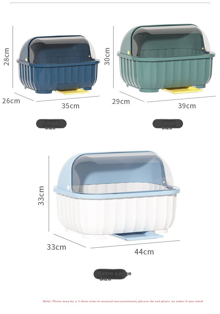 PINYU [Extra Large] Bowl And Chopstick Storage Box, Dish Drainer with Lid, Utensil Organizer, Dish Rack, Blue 3