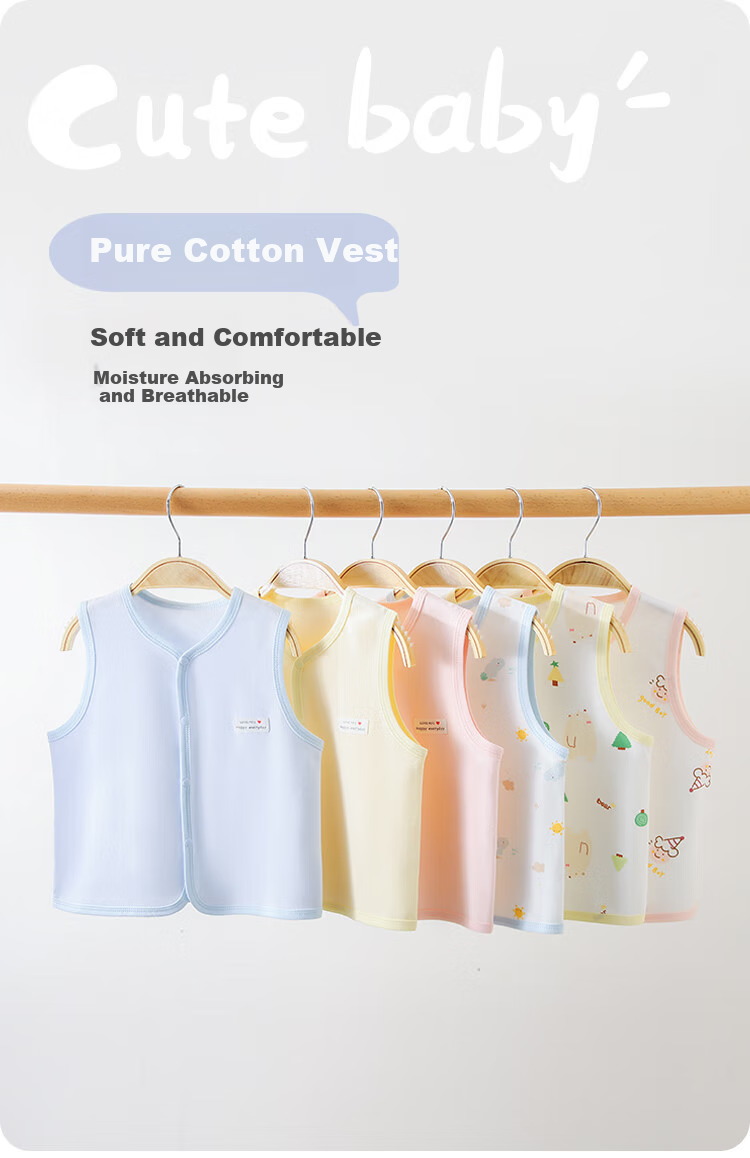 Qiaojiaoya 2-Piece Baby Vest Set, Newborn Clothing Waistcoat, Full Moon Baby Sleeveless Jacket, Class A Pure Cotton Spring And Autumn Seaso 1