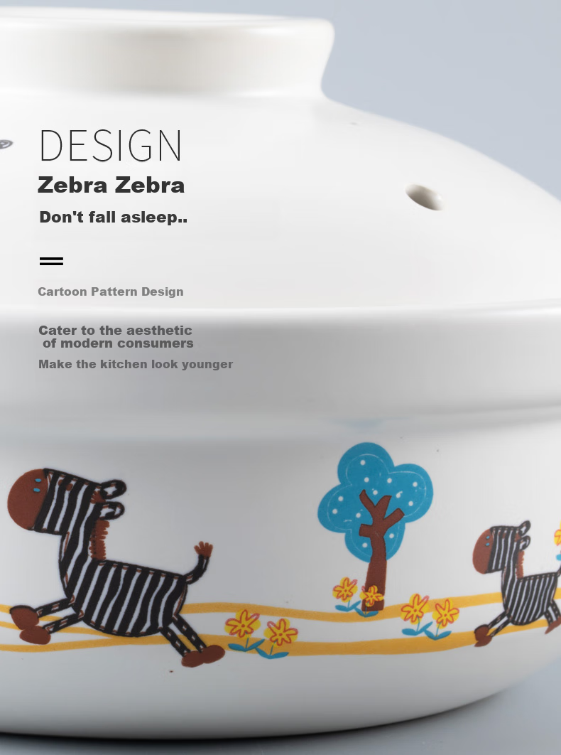 Nihuojiang Ceramic Glazed Zebra Soup Pot, 4L Wide-Mouth Casserole, for Cai Xian Rice And Lotus Root Stew, Shallow Sandpot, Same Style As Lianjie 9
