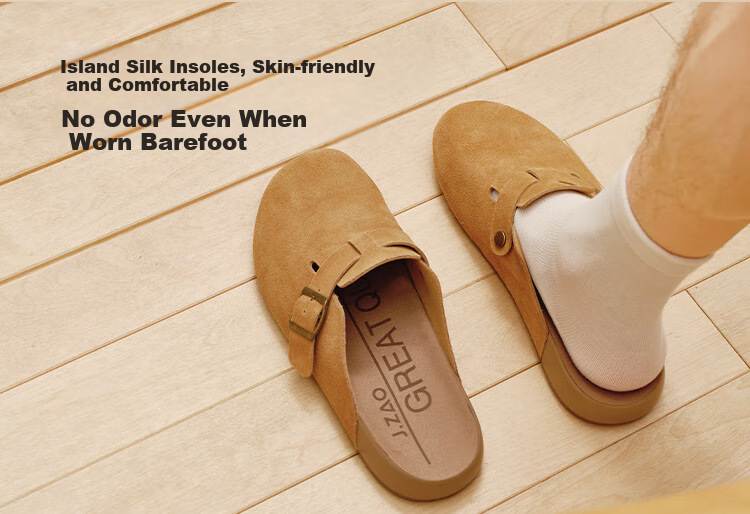 JD Original [Bokken Shoes] Men's Thick-Soled Sandals for Outdoor Wear, Spring And Summer New Style Slippers, Light Gray, Size 43 6