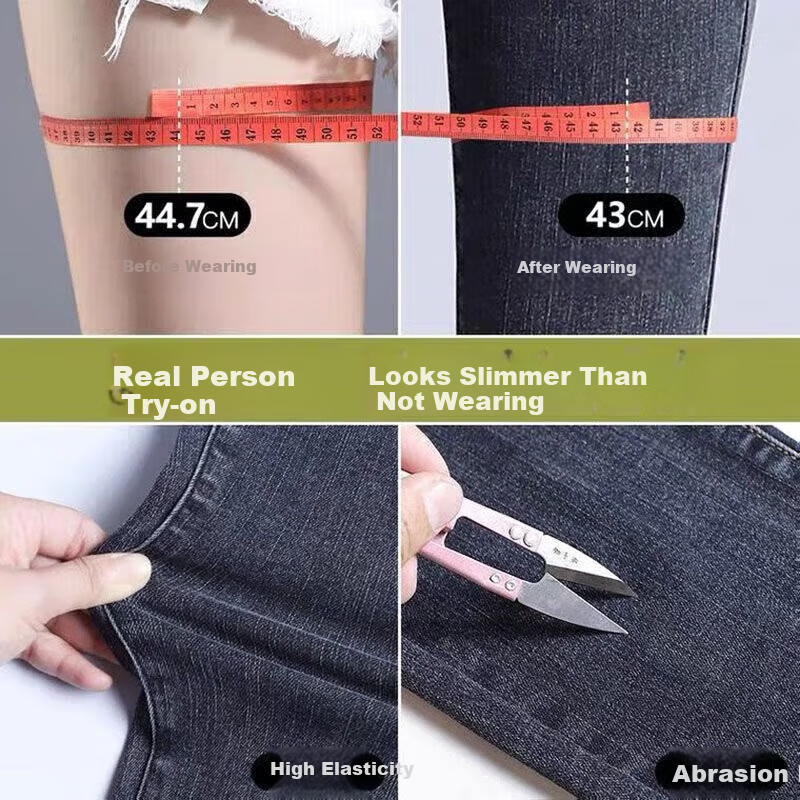 Pierre Cardin Jeans for Women, Autumn Season, Heightening And Slimming Effect, Versatile Retro Style, Tight-Fitting Pencil Leg, Elastic Pants, Black, Size 27